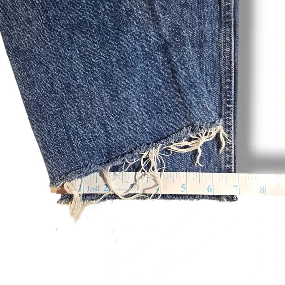 EUC Everlane The Cheeky Mid-Rise Cotton Raw Hem Jeans Sz. 25x26 Washed Midnight - Picture 10 of 11
